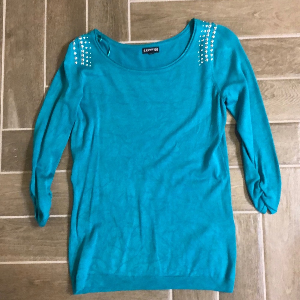 Turquoise Express 3/4 Sleeve Sweater